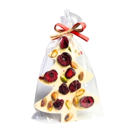 Choinka czekolada biała z wiśniami i pistacją 80g